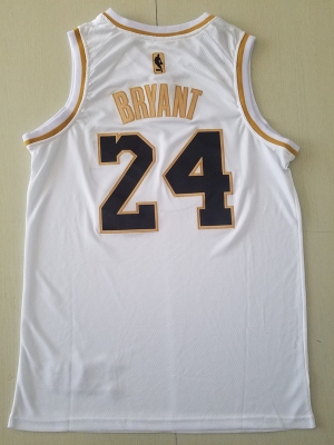 Kobe Bryant 24 White Golden Edition Jersey