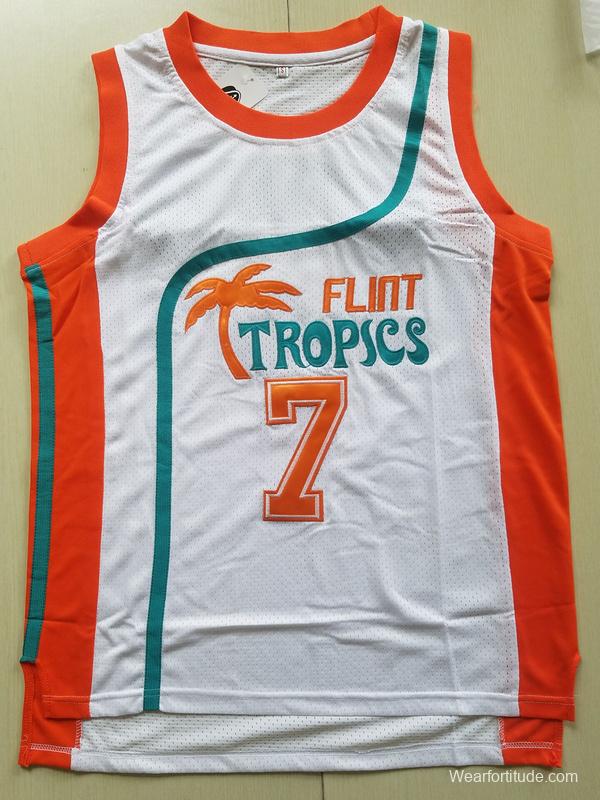 Flint Tropics 7 Coffee Black Basketball Jersey Semi Pro Team New