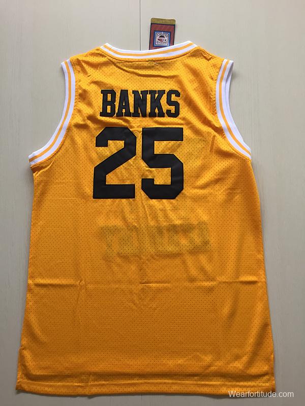 The Fresh Prince of Bel-Air Alfonso Ribeiro Carlton Banks Bel-Air Academy Yellow Basketball Jersey