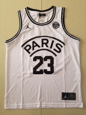 PSG Michael Jordan White Basketball Jerseys