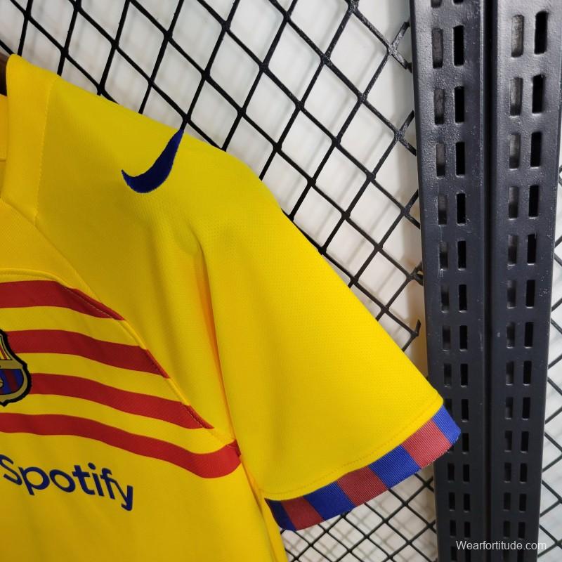 23-24 Kids Barcelona Forth Yellow Jersey Size 18-28