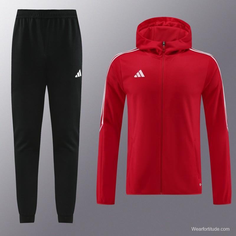 2023 Adidas Red Hoodie Full Zipper Jacket +Pants