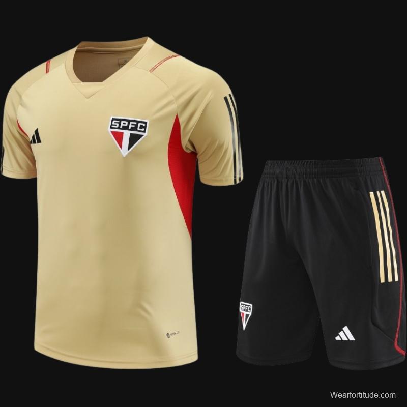 23-24 Sao Paulo Beige Short Sleeve Jersey+Shorts